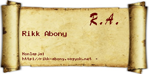 Rikk Abony névjegykártya